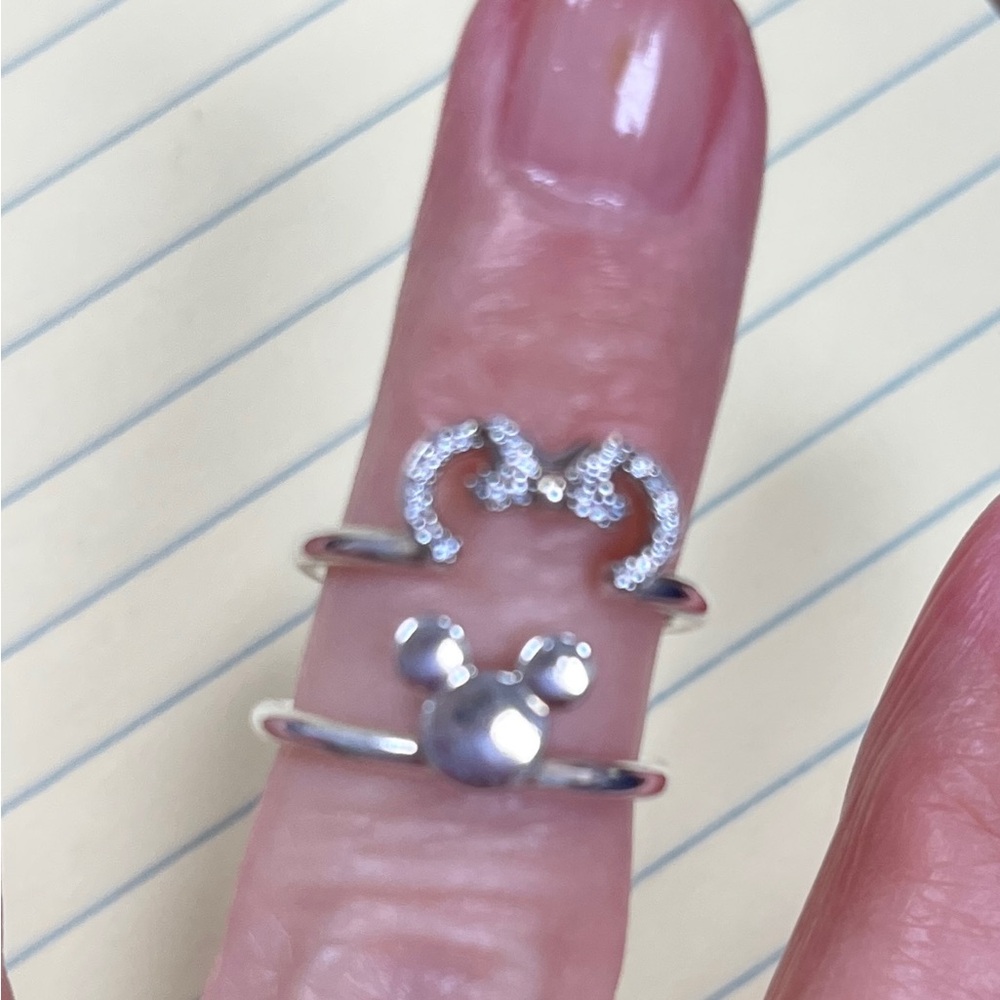 Silver Mickey Mouse And Bow Ring Set - image 3